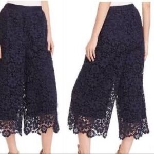 Kobi Halperin Midnight Blue Lace Wide Leg Cropped Pants - Size XS